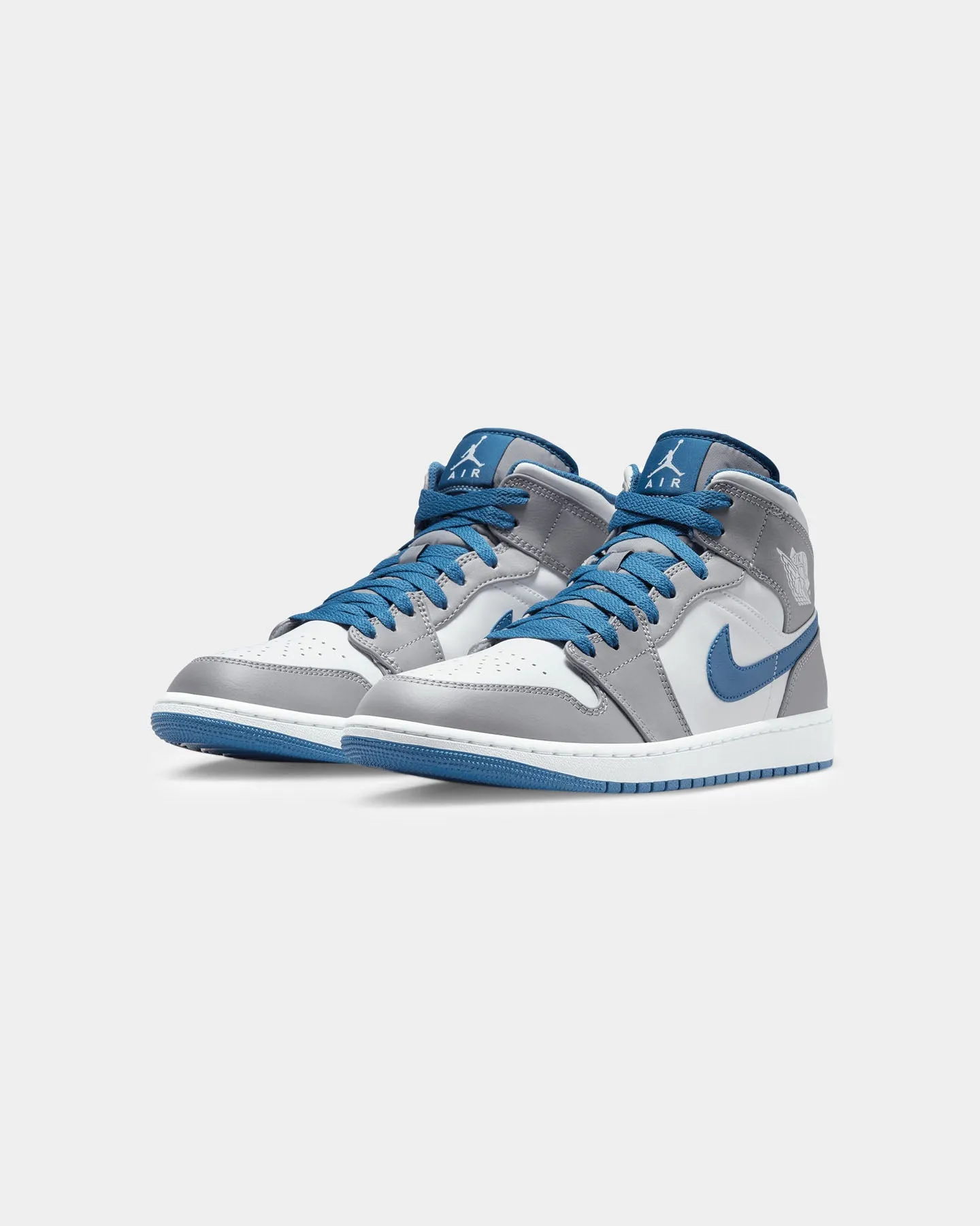 Fashionable Look Refined Jordan Air Jordan 1 Mid "True Blue" Cement Grey/White-Blue