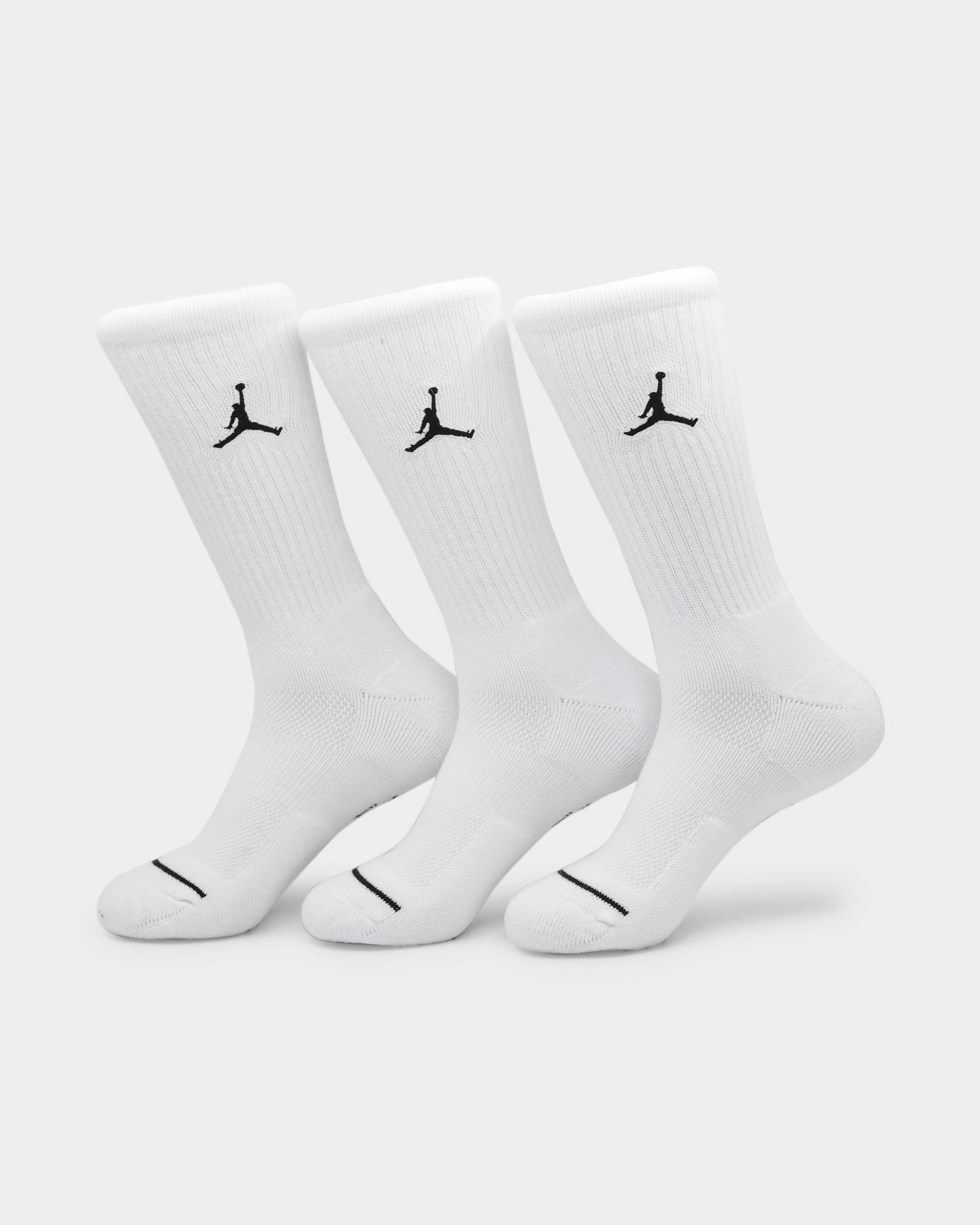 Minimalist Look Seamless 3D Knit Jordan Jumpman Dri-Fit Crew Socks 3 Pack White/Black