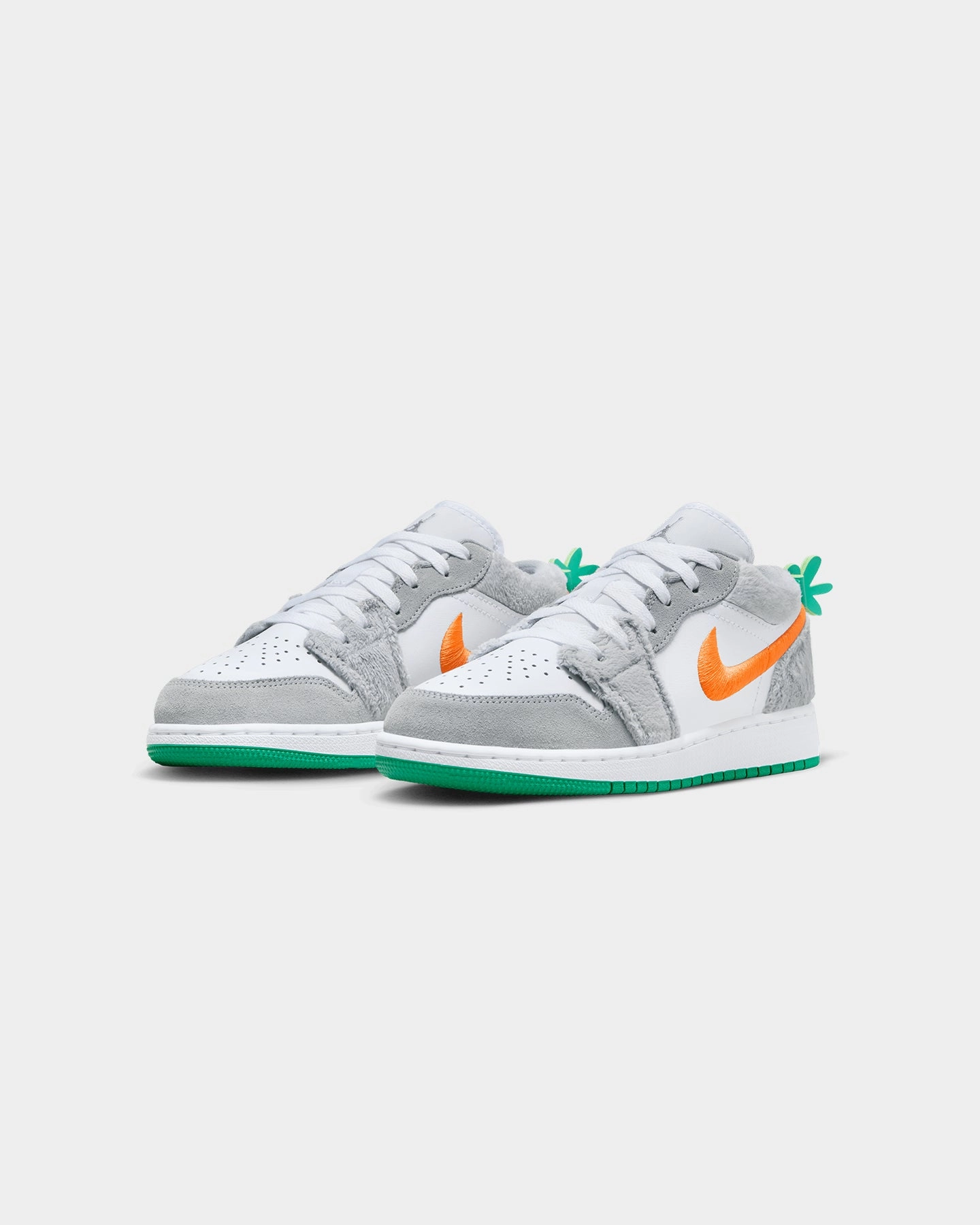 Jordan Kids' Air Jordan 1 Low SE (GS) "Rabbit" Light Smoke Grey/Total Orange/White/Stadium Green Step Smooth