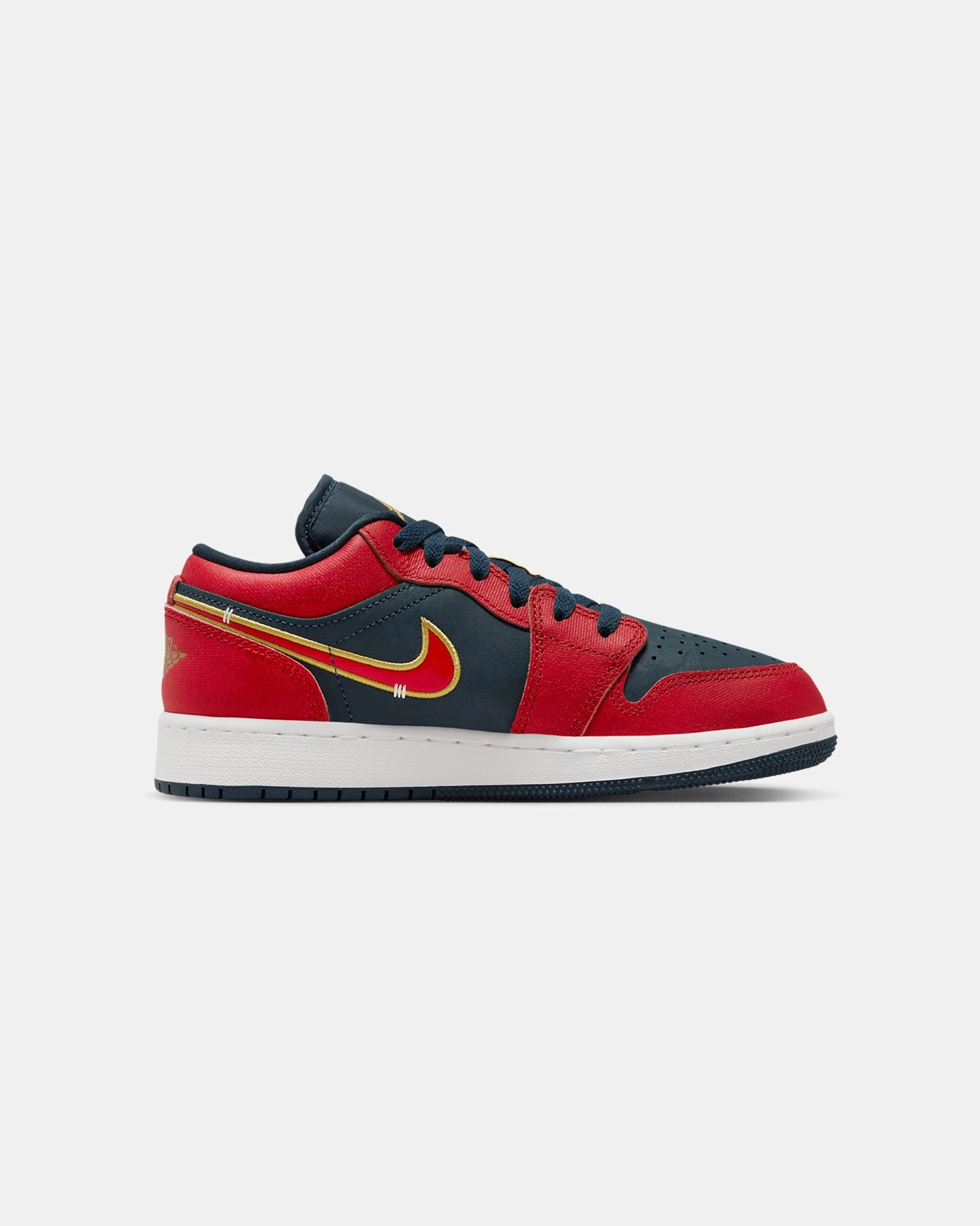 Jordan Kids' Air Jordan 1 Low SE (GS) Armoury Navy/Gold/Red Stable Heel Counter