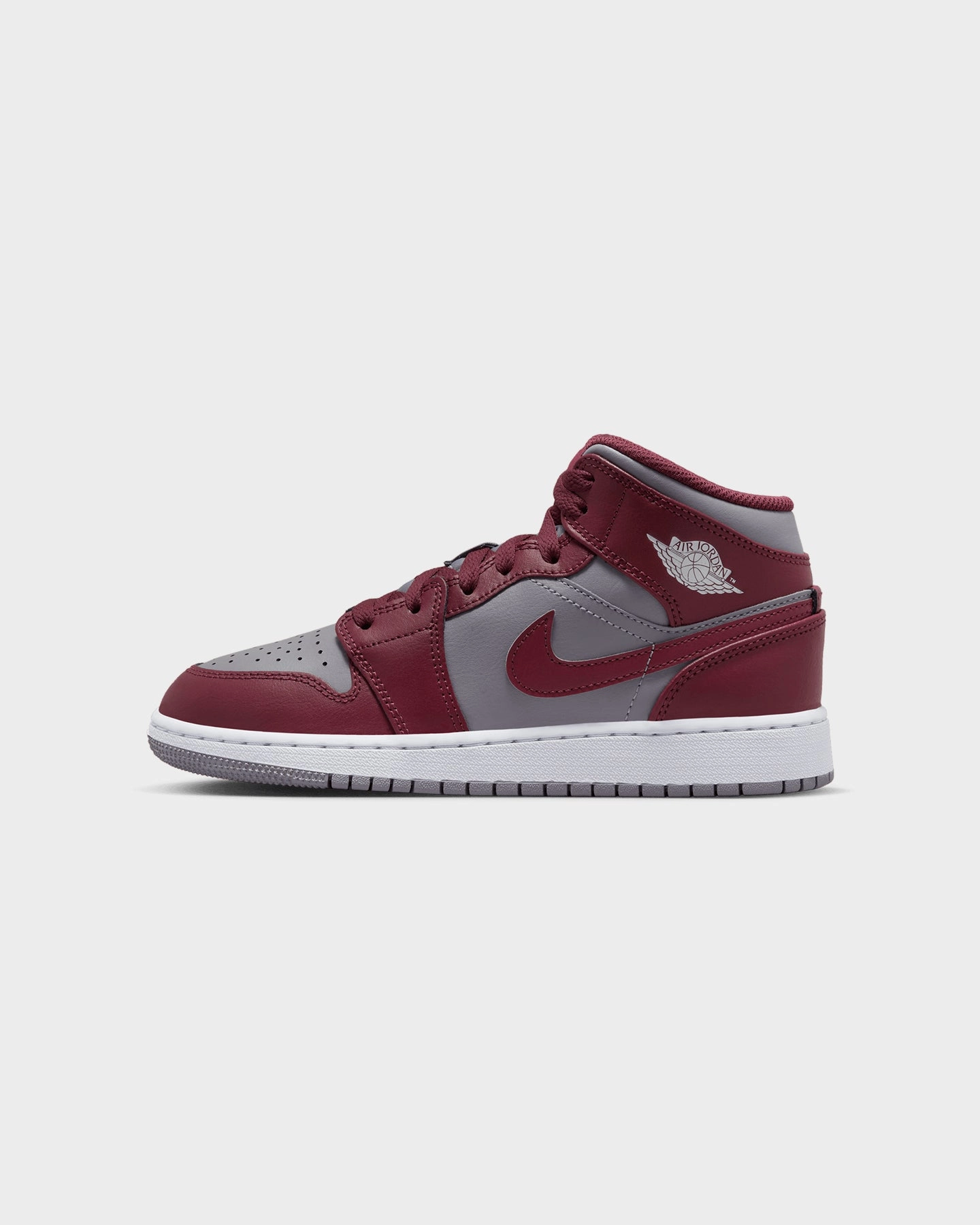 Neutral Stride Design Ultra-soft comfort Jordan Kids' Air Jordan 1 Mid (GS) "Bordeaux" Cherrywood Red