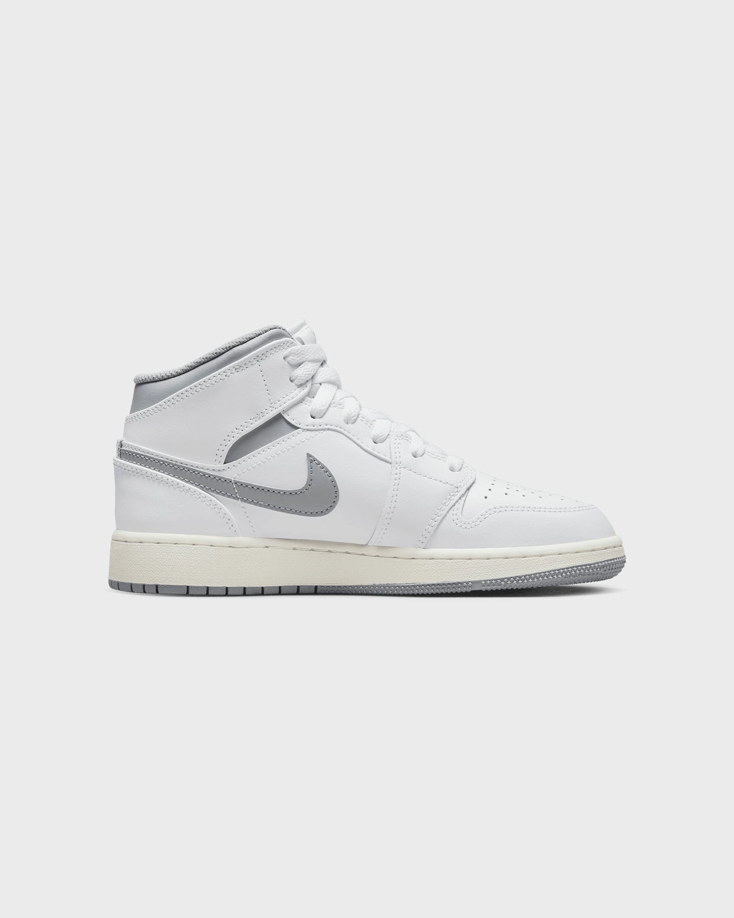 Jordan Kids' Air Jordan 1 Mid (GS) "Vintage Grey" White/Stealth Collapsible