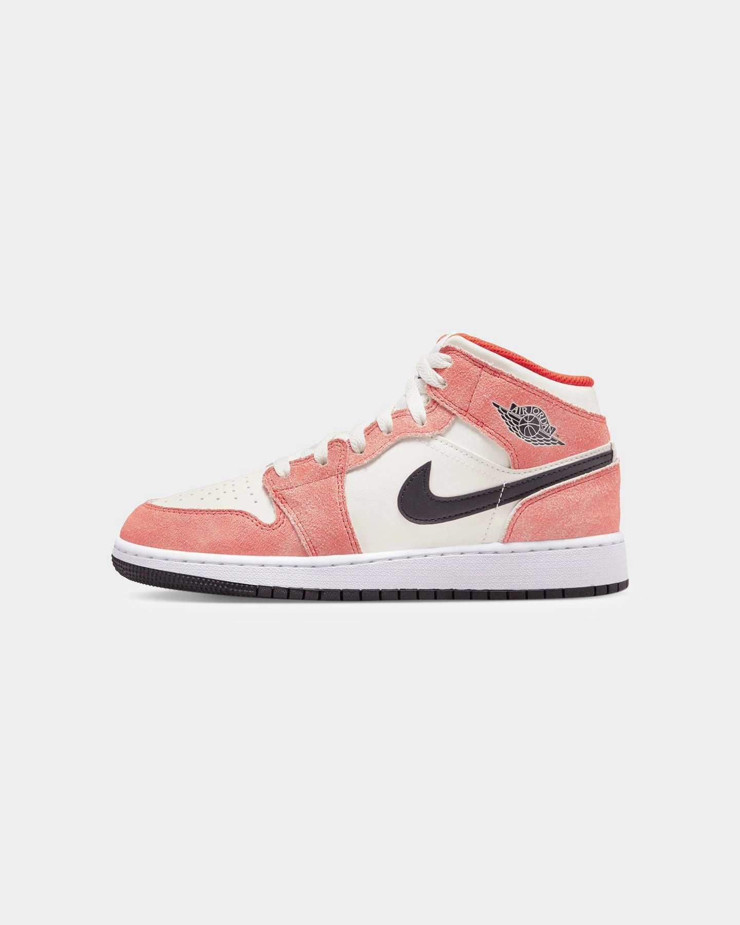 Jordan Kids' Air Jordan 1 Mid SE "Orange Suede" Team Orange/Black Anti Collision Toe Box