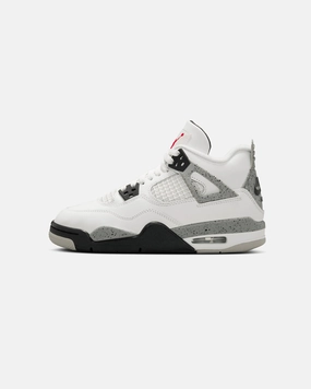 Flat Wear Effortless Feel Jordan Kids' Air Jordan 4 Retro OG Remastered "White Cement" (GS) Summit White/Fire Red/Cement Grey