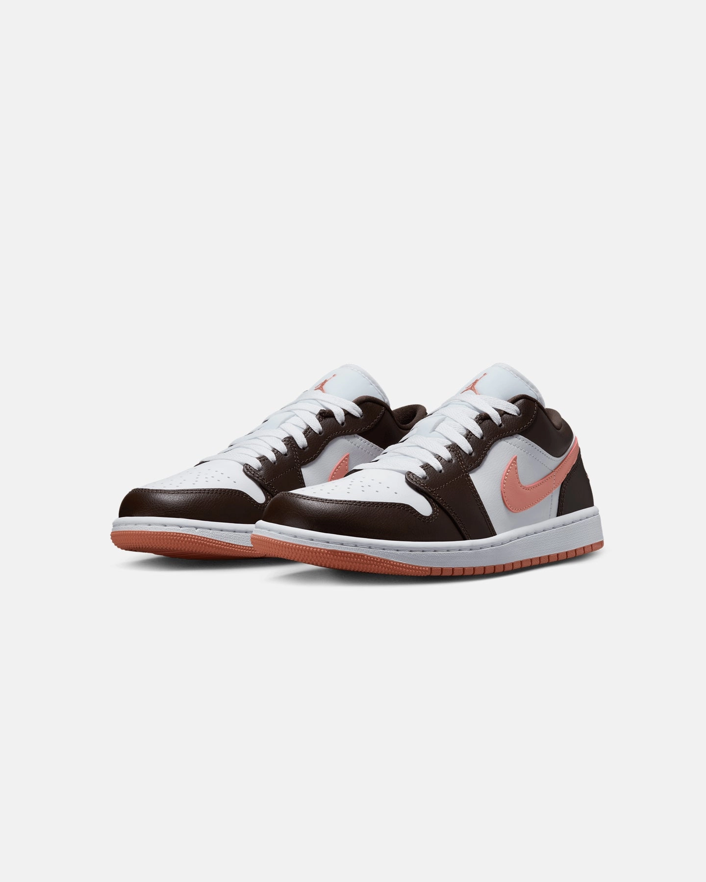 Jordan Women's Air Jordan 1 Low "Brown & Pink" White/Brown Iconic Style Autumn