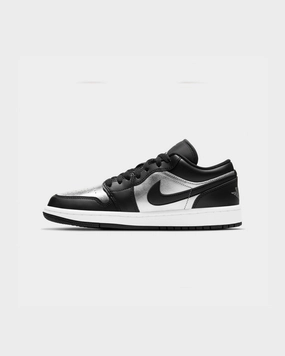 Torsional Stability Stylish Wear Jordan Women's Air Jordan 1 Low SE "Silver Toe" Black/Metallic Silver/White