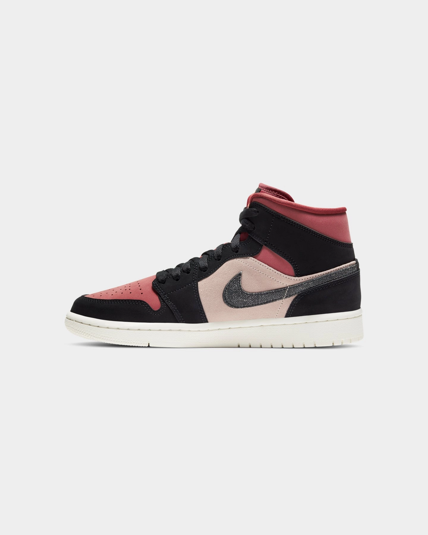 Stitch Free Construction most modern Jordan Women's Air Jordan 1 Mid "Burgundy Dusty Red" Particle Beige/Black/Canyon Rust/Sail