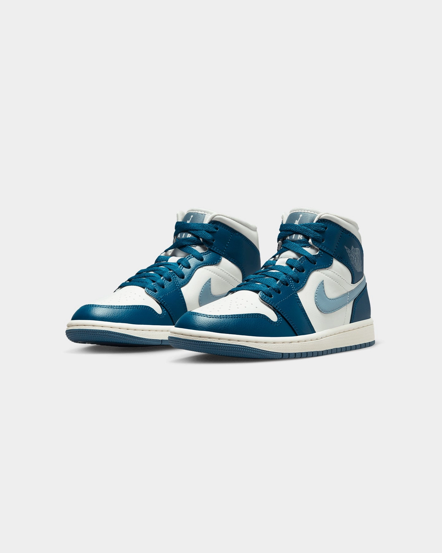 Jordan Women's Air Jordan 1 Mid "White/Blue" Sky J French Blue Non Slip Tread