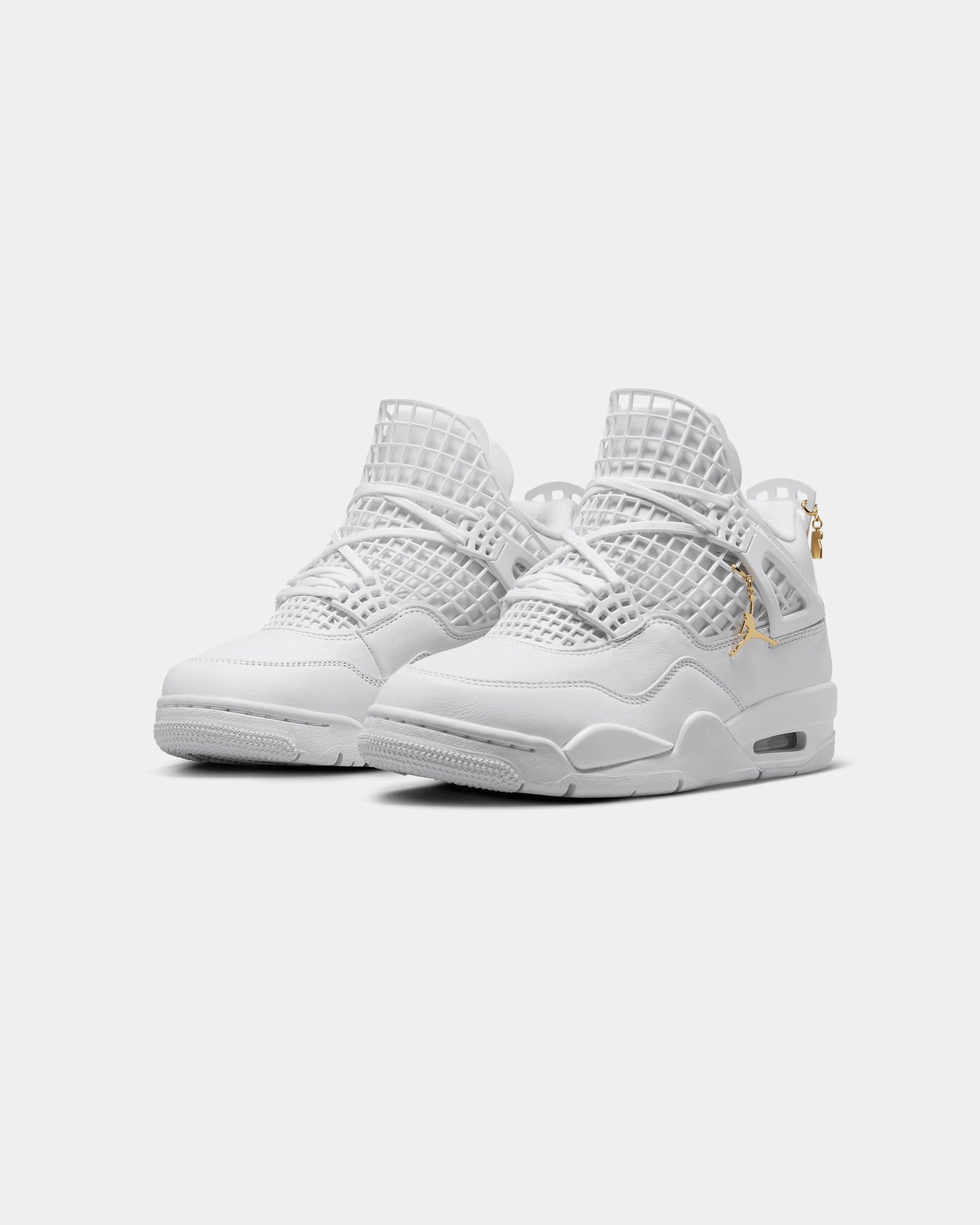 slip - resistant outsole Jordan Women's Air Jordan 4 Net "Triple White" White/Metallic
