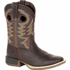 Lace-up Kid's Durango Lil' Rebel Pro Brown Square Toe Cowboy Boots - Brown DBT0219C