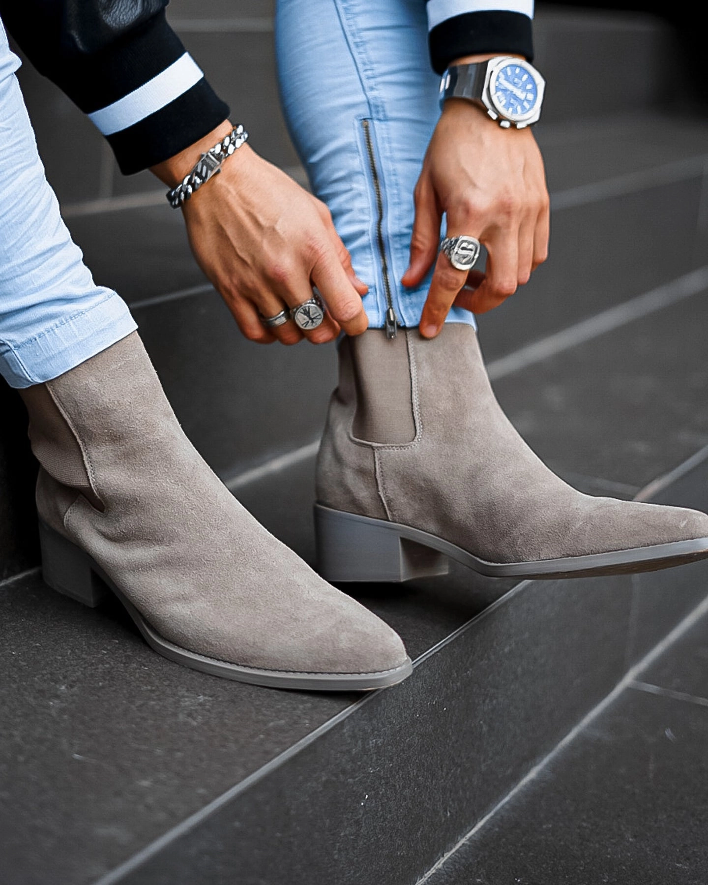 Saint Morta Nomad Pointy Toe Chelsea Boot Taupe Enhanced Traction