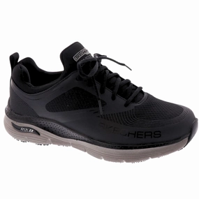Skechers Men's 200149 Arch Fit Brayley Black Gray Slip Resistant Work Shoes Motion Friendly airflow