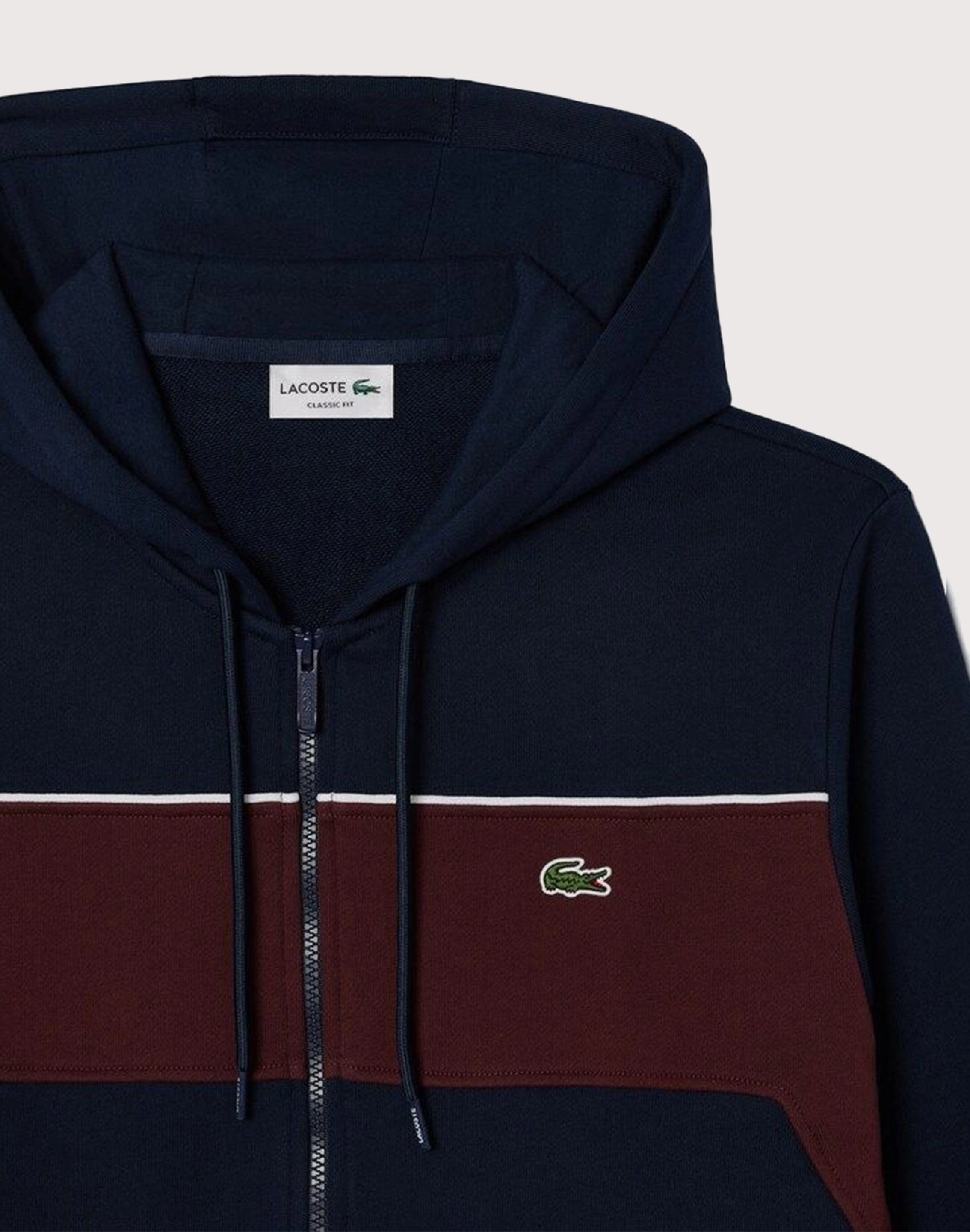 beginner - style Wide Heel Base Lacoste Colorblock Full-Zip Fleece Hoodie Jacket