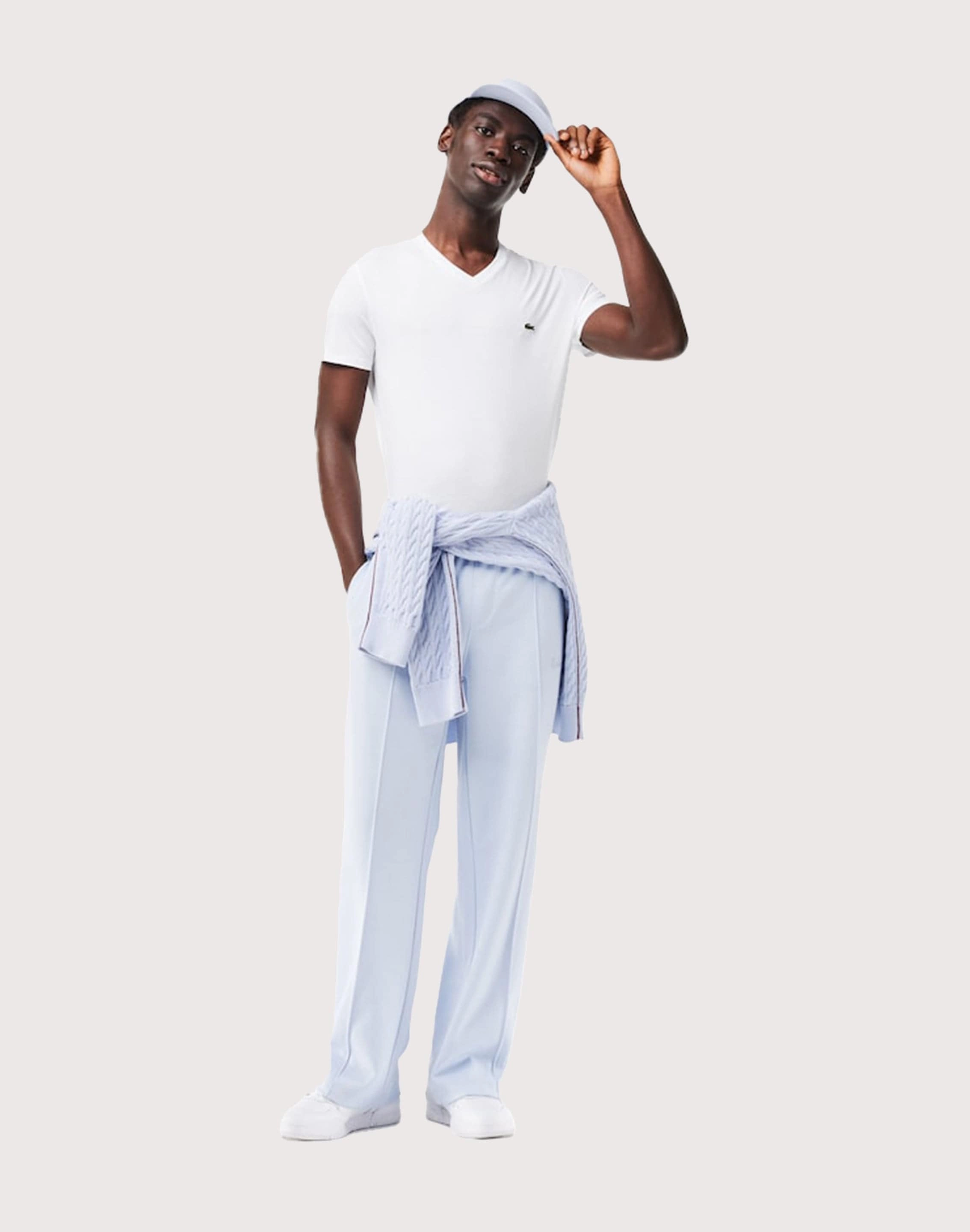 Lacoste Jersey Print V-Neck Tee coordinating Shock Absorption Technology