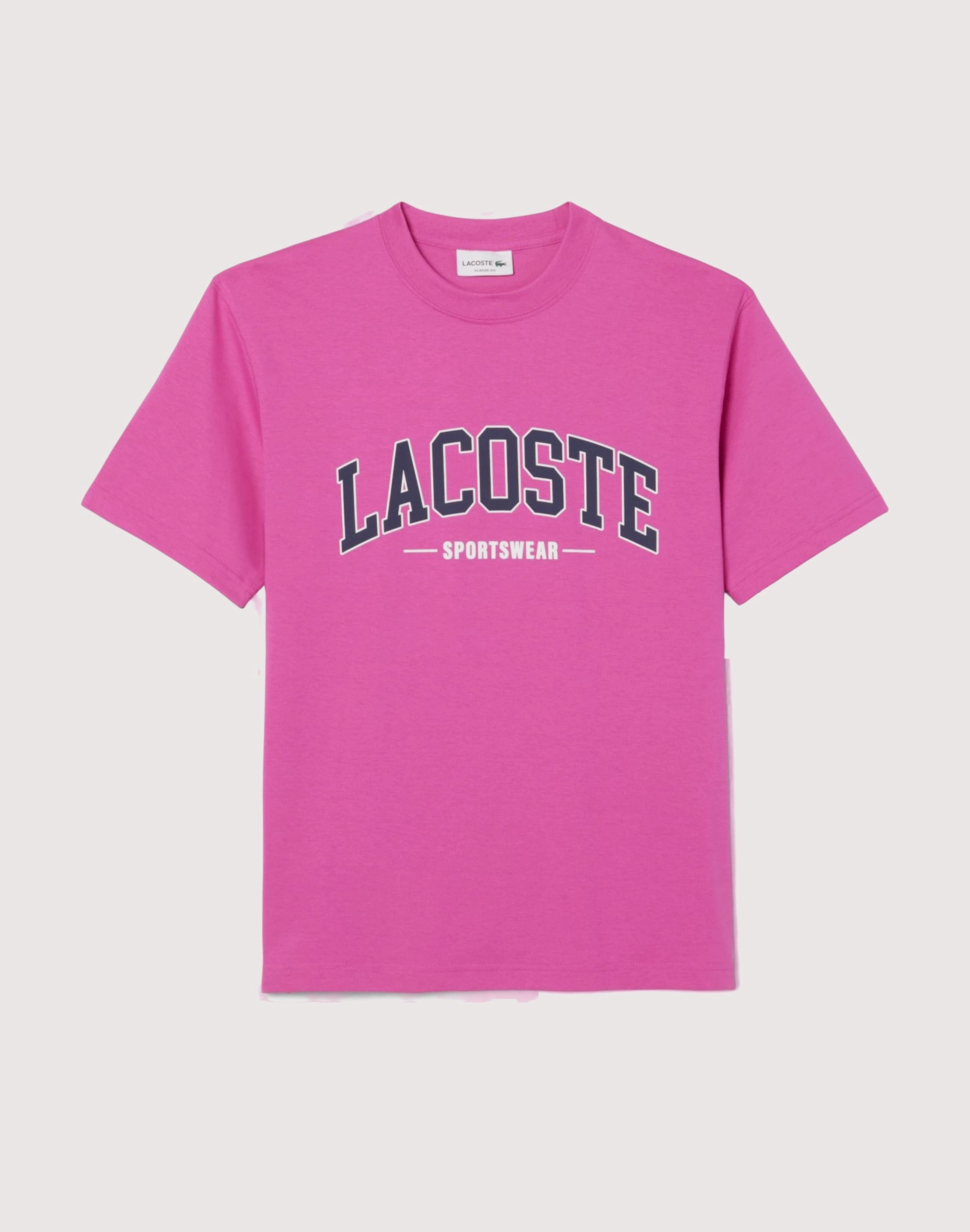 Lacoste SW Branding Pink Tee least waterproof Low Profile Collar