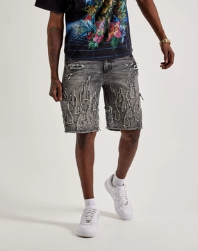 Smoke Rise Flame Applique Shorts Airflow channels