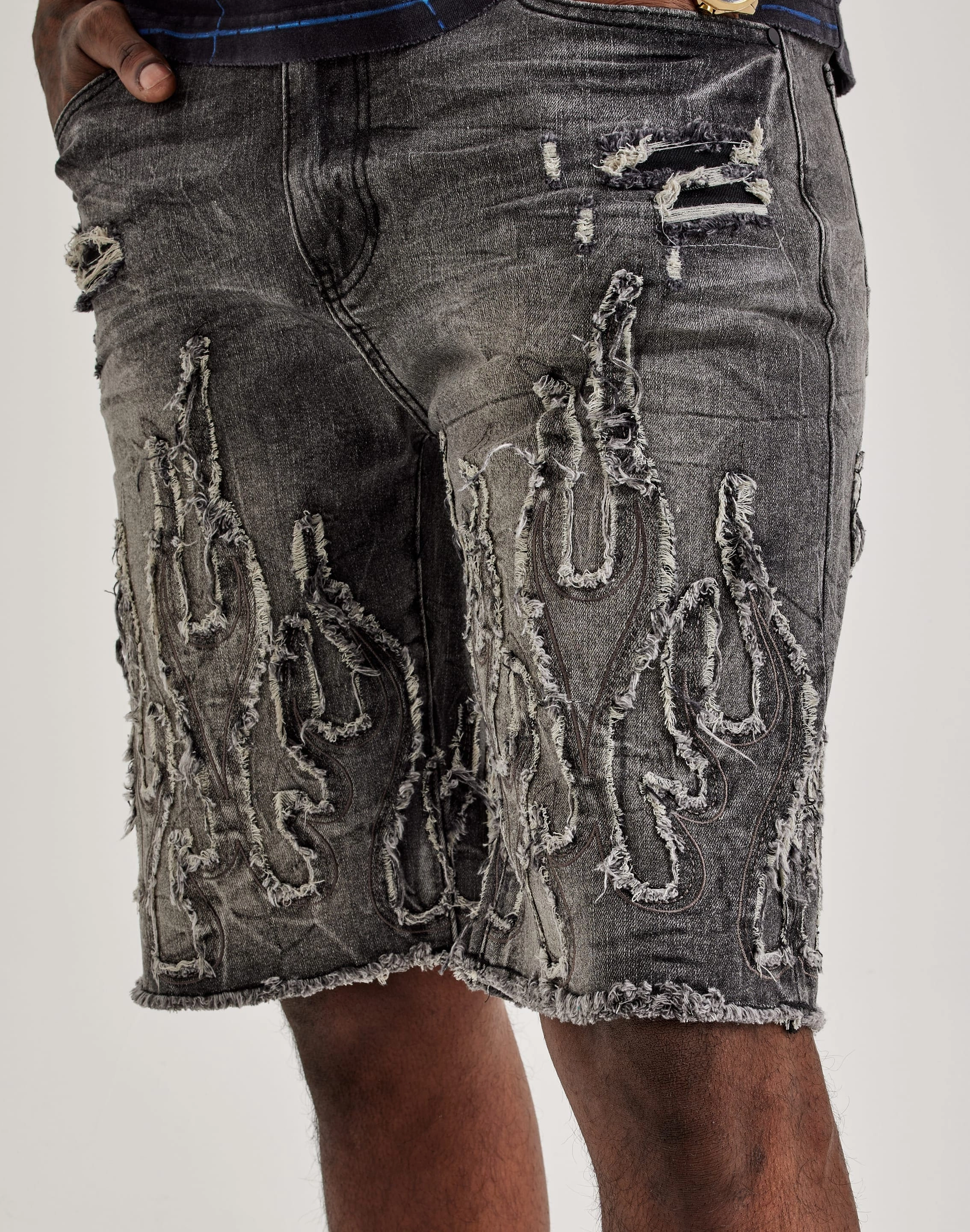 Smoke Rise Flame Applique Shorts Budget - friendly