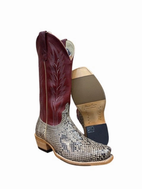 M9532 Women's Exotic Macie Bean's Mink Python Belly Western Boots Waterproof Tech