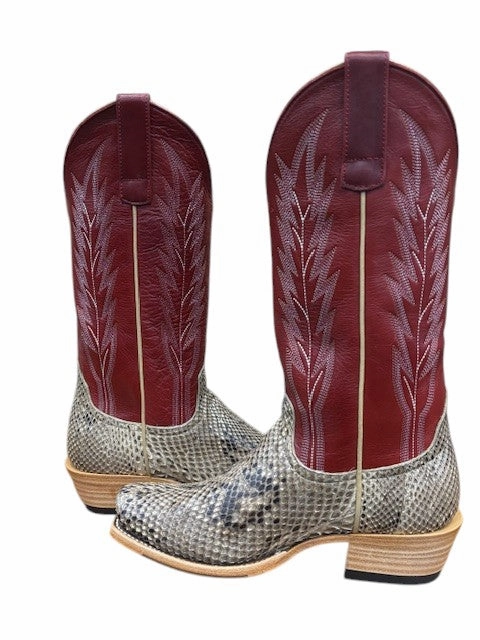 M9532 Women's Exotic Macie Bean's Mink Python Belly Western Boots Impact Dispersion Plate absorbing