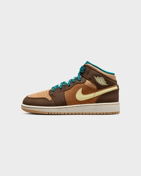 Jordan Kids' Air Jordan 1 Mid SE (GS) Cacao Wow/Lumin Lace Comfort