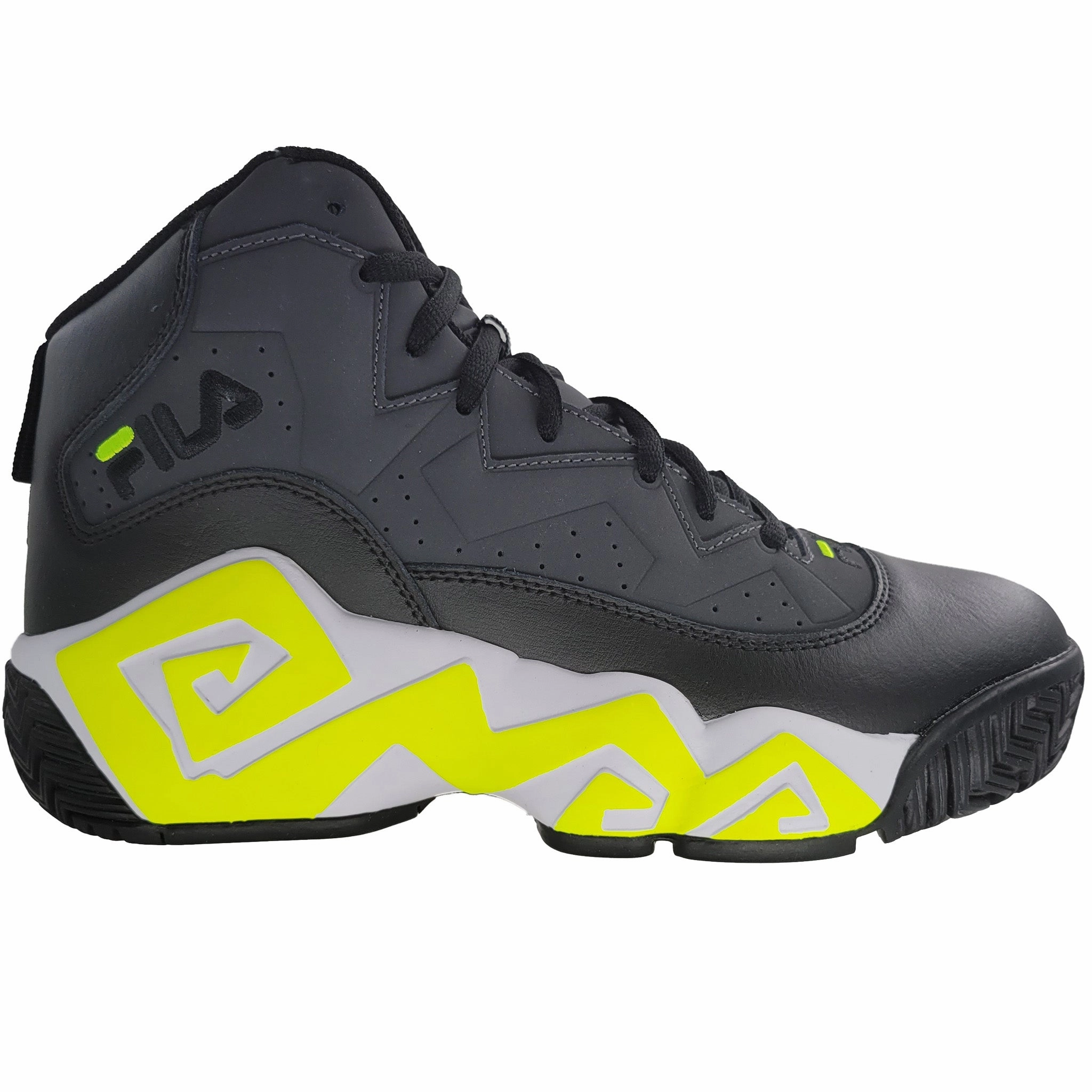 Airflow Channeling Fila Men's 1BM01078-055 MB Jamal Mashburn Dark Shadow Safety Yellow White Retro Basketball Shoes