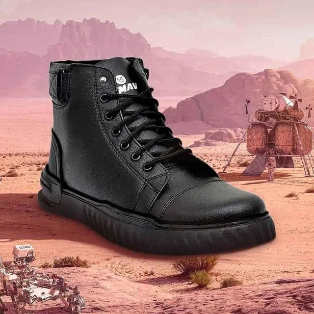 Men's Korean Style High Top Casual Shoes For Men (Black) remarkable Wide Toe Box Construction