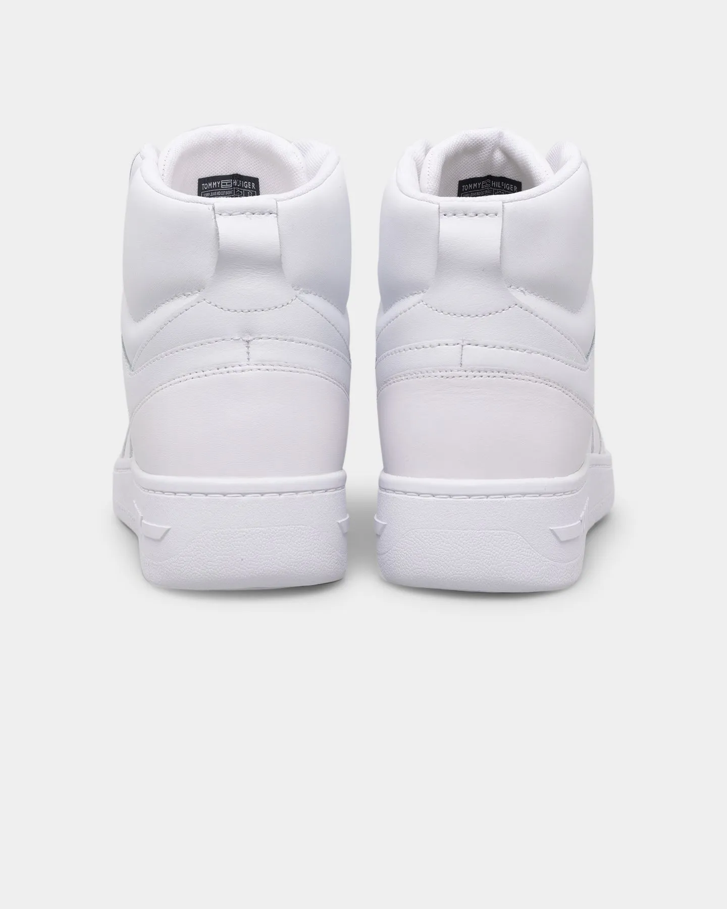 Tommy Jeans Mid Cut Basketball Trainers White Heel Lock Technology Secure Lacing Mechanism