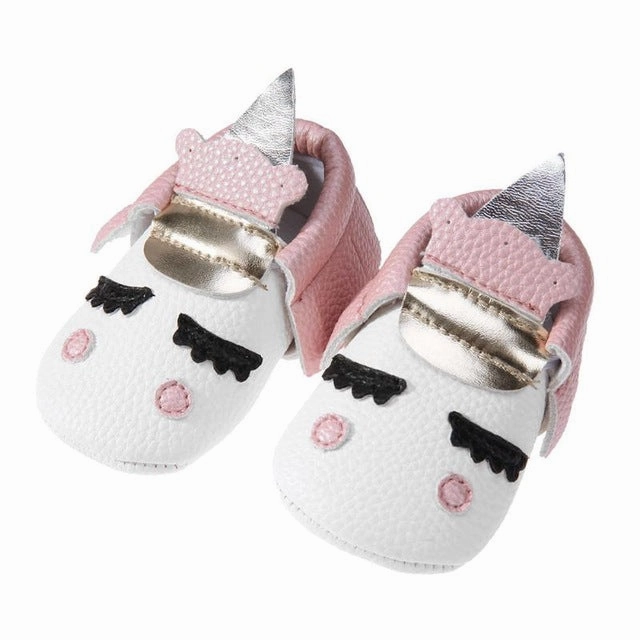 Light Weave Sole Moccasins PU Leather Soft Soles Non-slip Floor Baby Girls Shoes