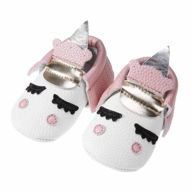 Seamless lining Trendy Moccasins PU Leather Soft Soles Non-slip Floor Baby Girls Shoes