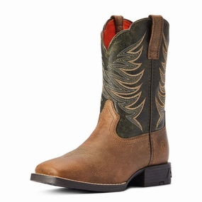 Ski Resort Visitor 10042414 Ariat Youth Firecatcher Cowboy Boots - Distressed Brown / Alfalfa