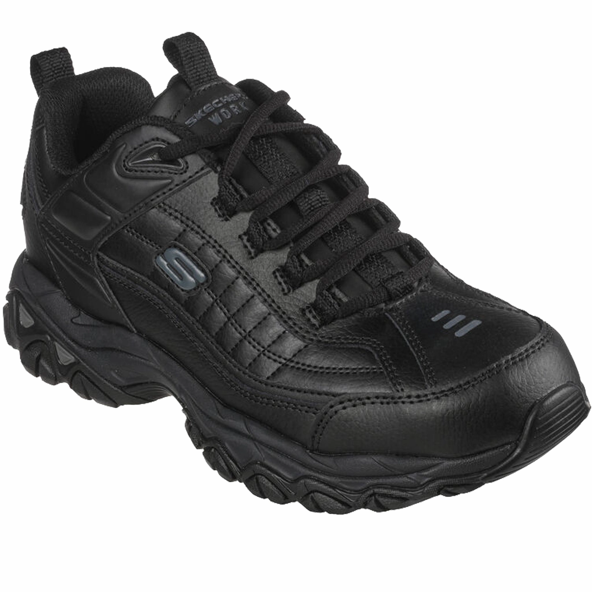Skechers Men's 200080WW Soft Stride Fambli Black Safety Work Shoes Multi Surface Traction Comfort Synthetic