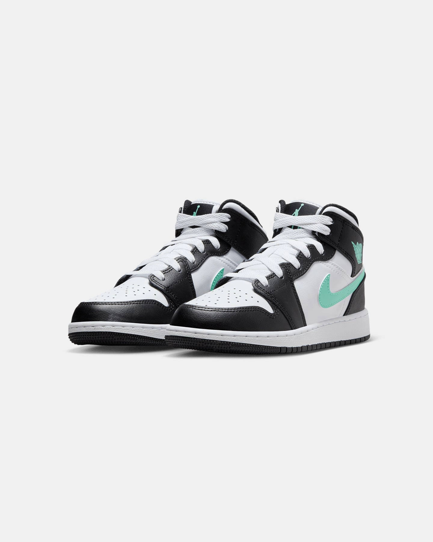 Jordan Kids' Air Jordan 1 Mid (GS) White/Green Glow EVA foam Lace Secure