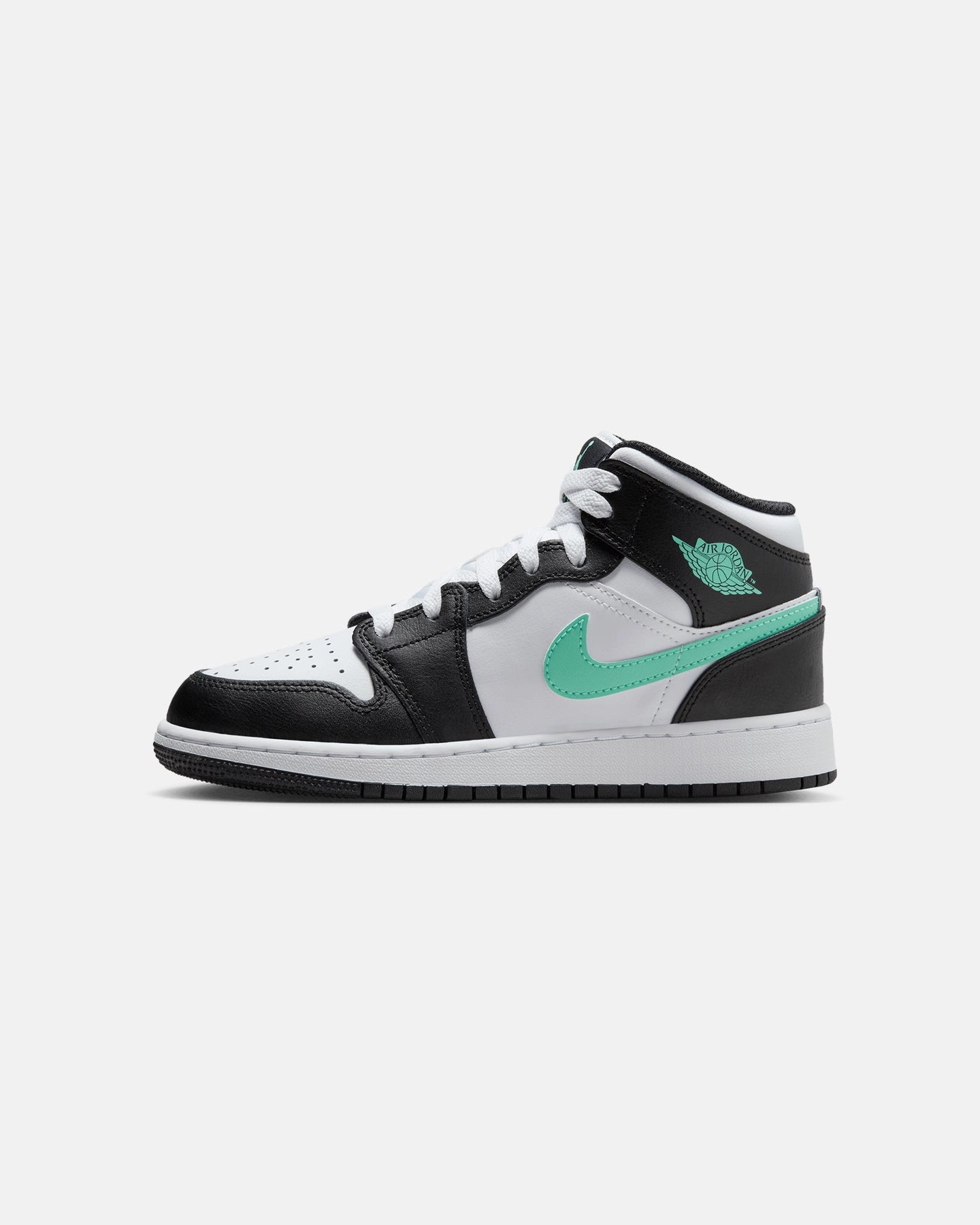 Dual Material Ethically Sourced Materials Jordan Kids' Air Jordan 1 Mid (GS) White/Green Glow