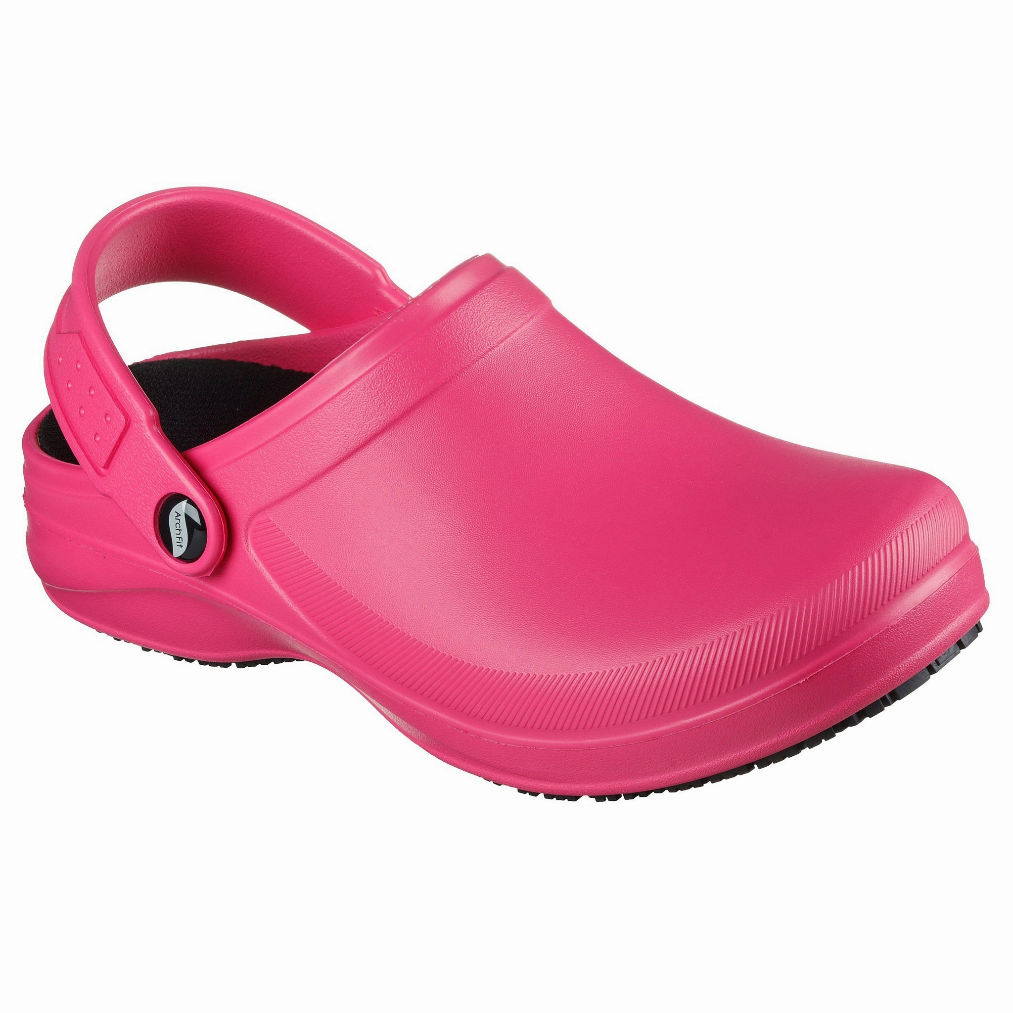 Adaptive Edge Slip   On Skechers Women's 108067 Work Arch Fit Riverbound Pasay Pink Work Shoes Clogs