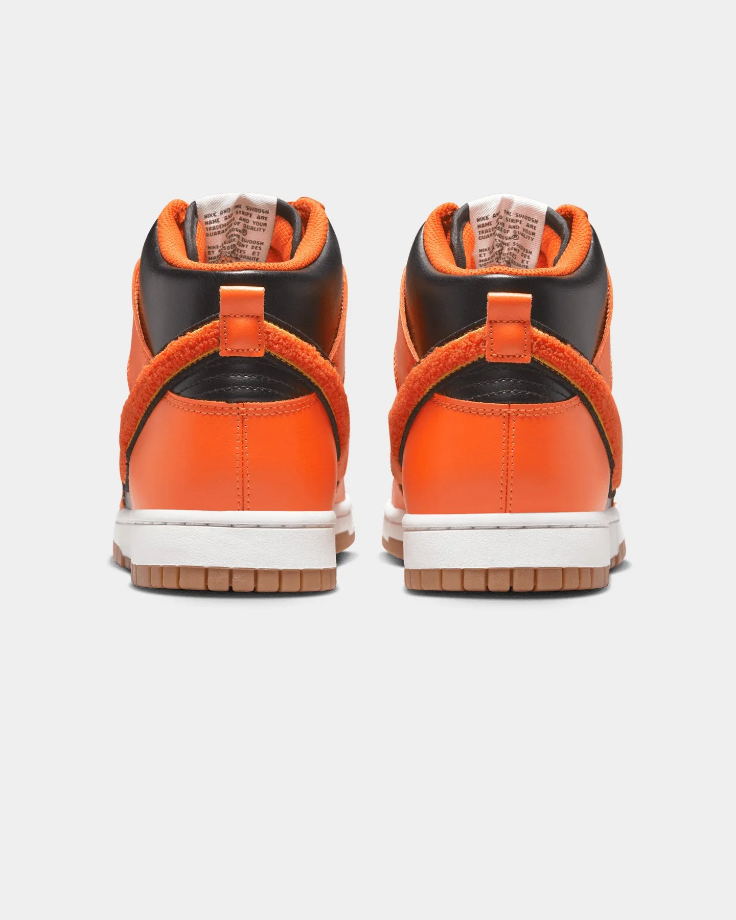 Seamless Interior Construction Nike Dunk Hi Retro University "Chenille Swoosh" Black/Safety Orange
