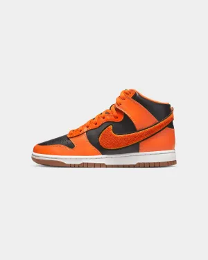 Ankle Hugging Fit Sought-after Nike Dunk Hi Retro University "Chenille Swoosh" Black/Safety Orange