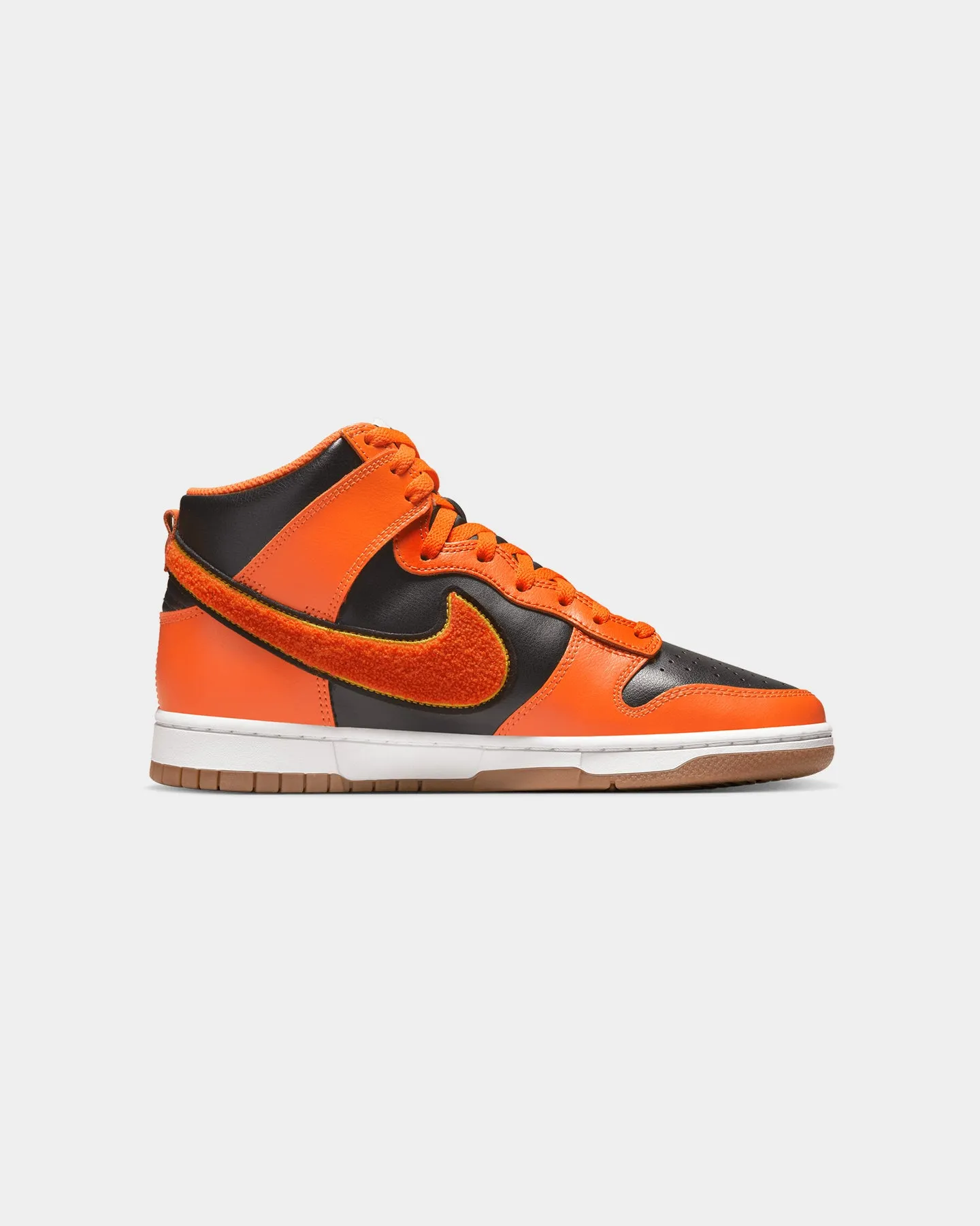 Chunky Heel Nike Dunk Hi Retro University "Chenille Swoosh" Black/Safety Orange