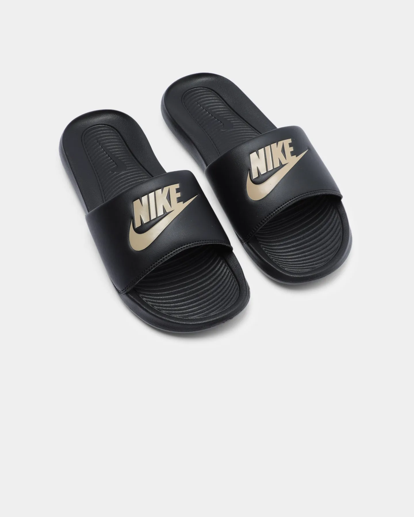 Nike Victori One Slide Black/Metallic Gold Trendy Look Anti Bacterial