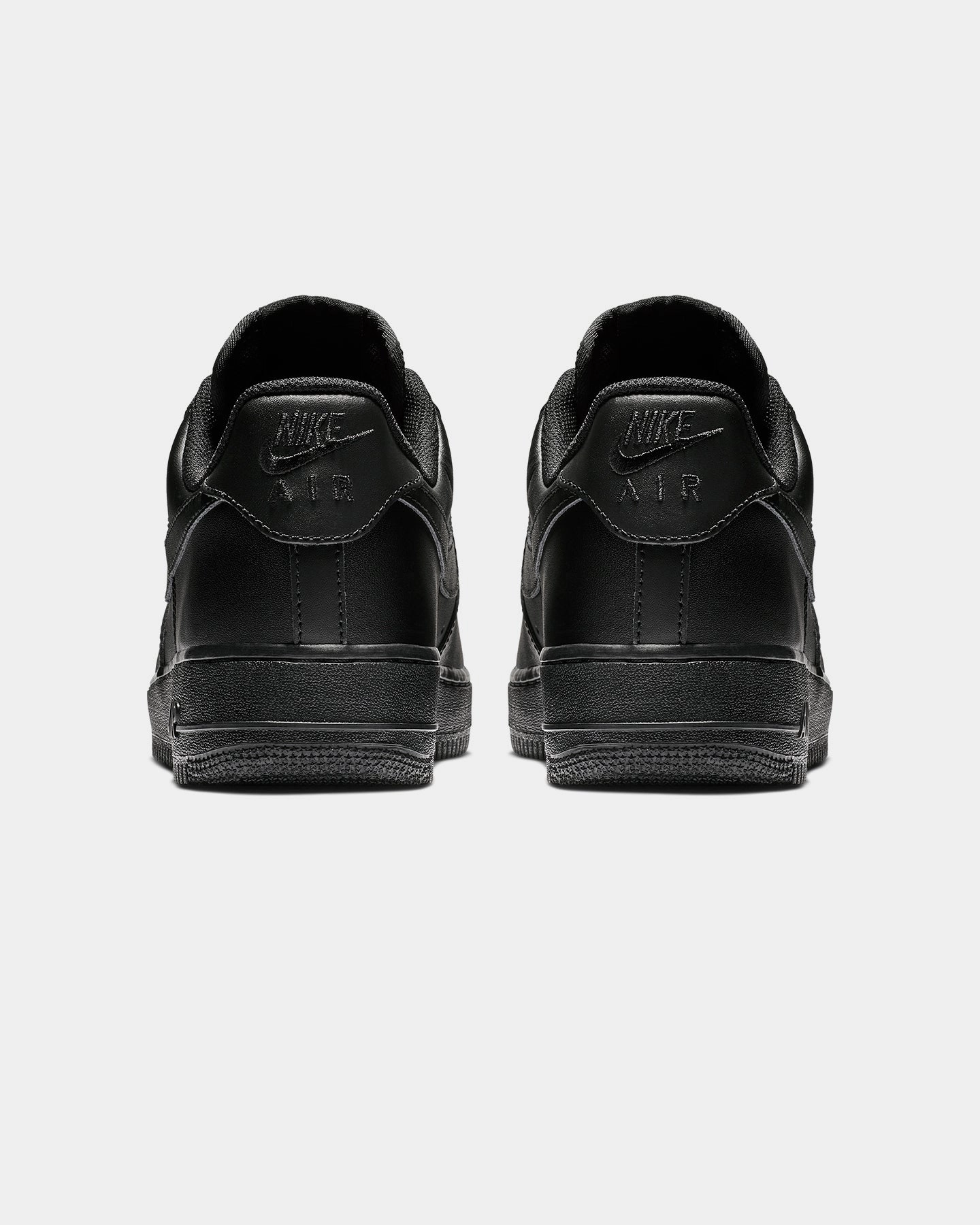Nike Air Force 1 '07 Black/Black lace up closure Heel Care