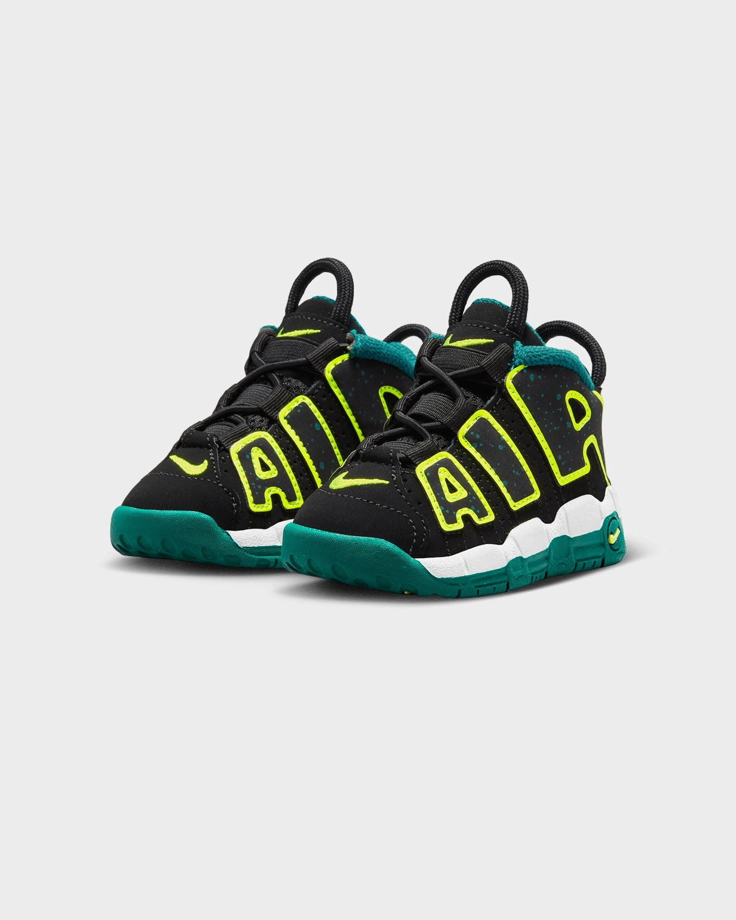 Nike Infants' Air More Uptempo (TD) Black/Volt/Geode Teal Easy Access Fashion-forward comfort