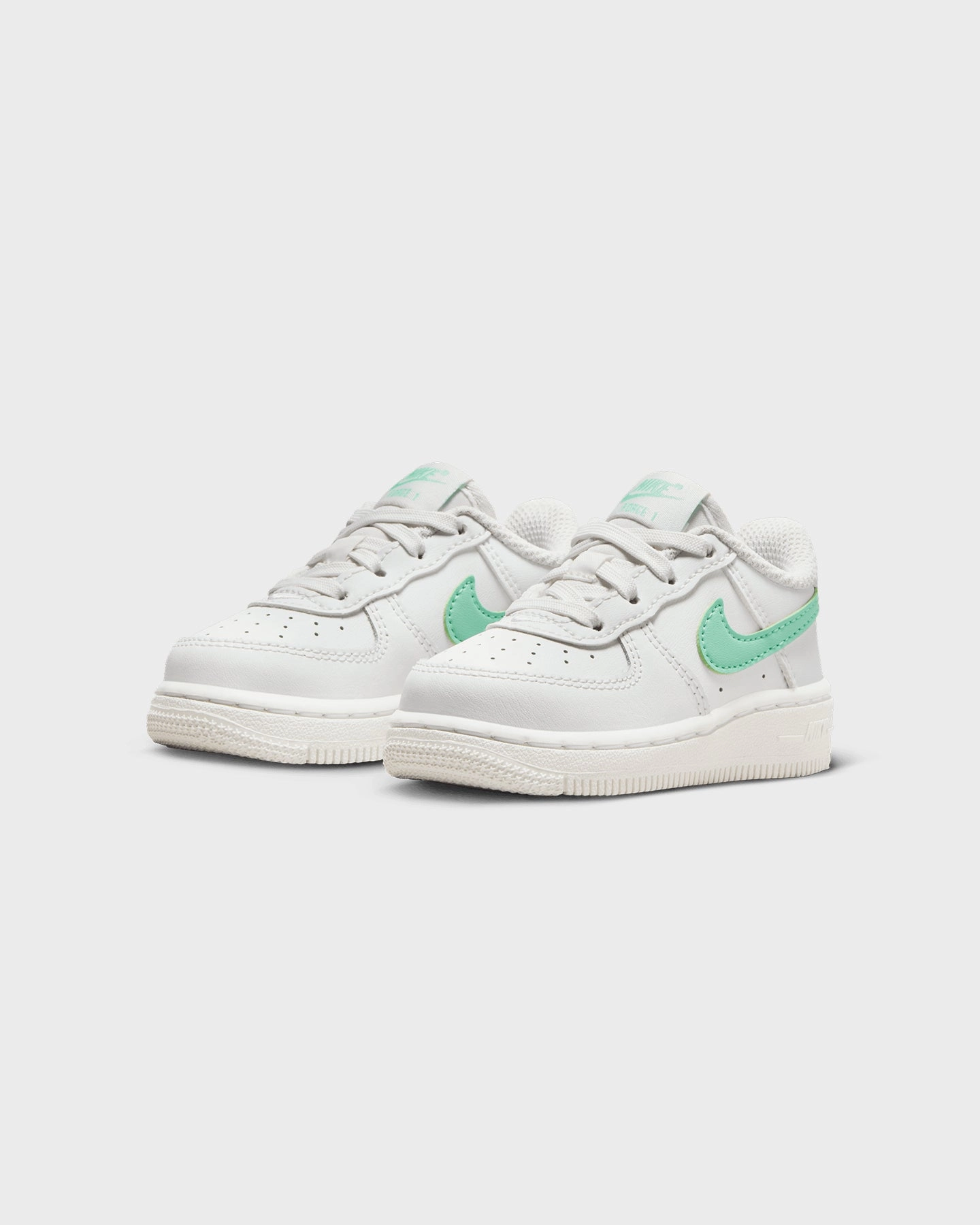Stitched Toe Box Nike Infants' Force 1 Low (TD) Summit White/Emerald Rise