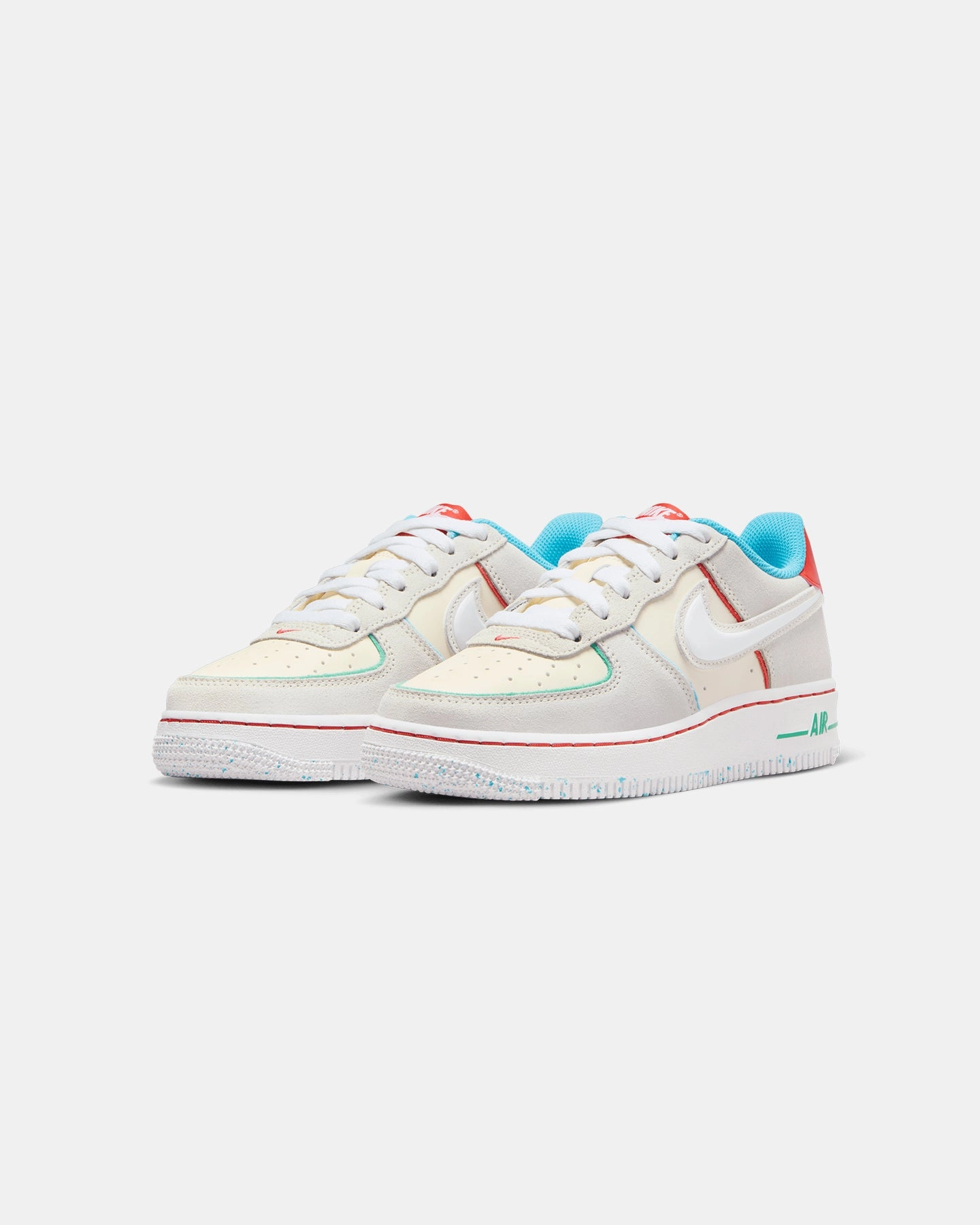 Quick Dry Fabric Run Mode Nike Kids' Air Force 1 LV8 2 BG HD "Holiday Cookies" (GS) Pale Ivory/White