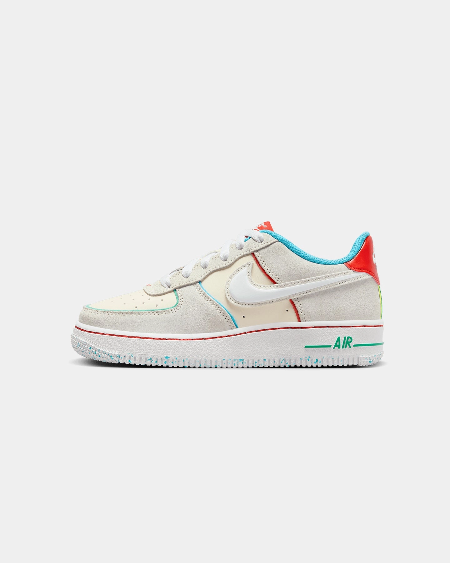 Lateral Support Street Inspired Nike Kids' Air Force 1 LV8 2 BG HD "Holiday Cookies" (GS) Pale Ivory/White