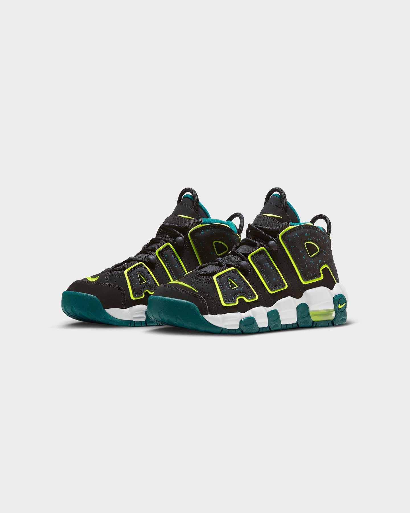 Durable Upper Material Nike Kids' Air More Uptempo (GS) Black/Volt