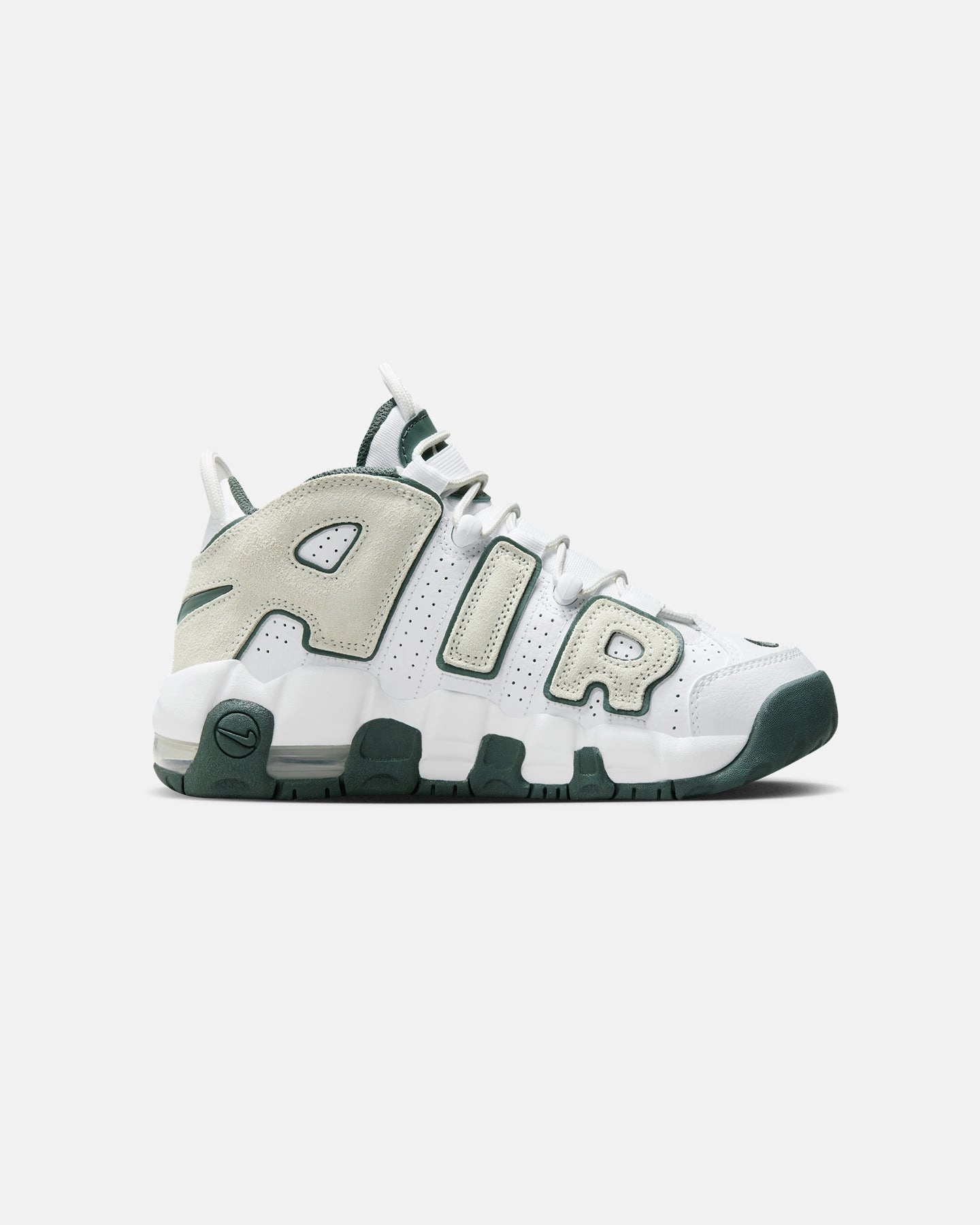 Structured silhouette Stitchless Seams Nike Kids' Air More Uptempo White/Sea Glass
