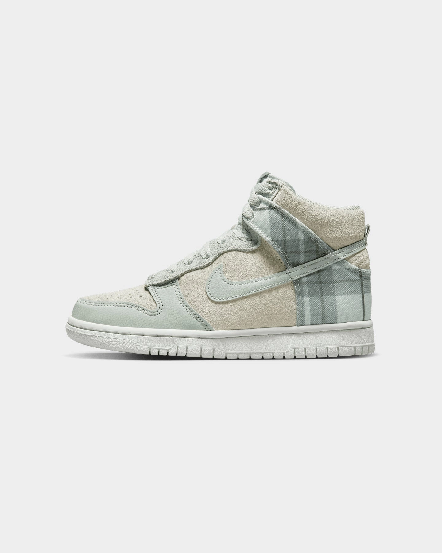 Nike Kids' Dunk High SE (GS) 'Plaid' Summit White/Light Green senior - style Stretchy