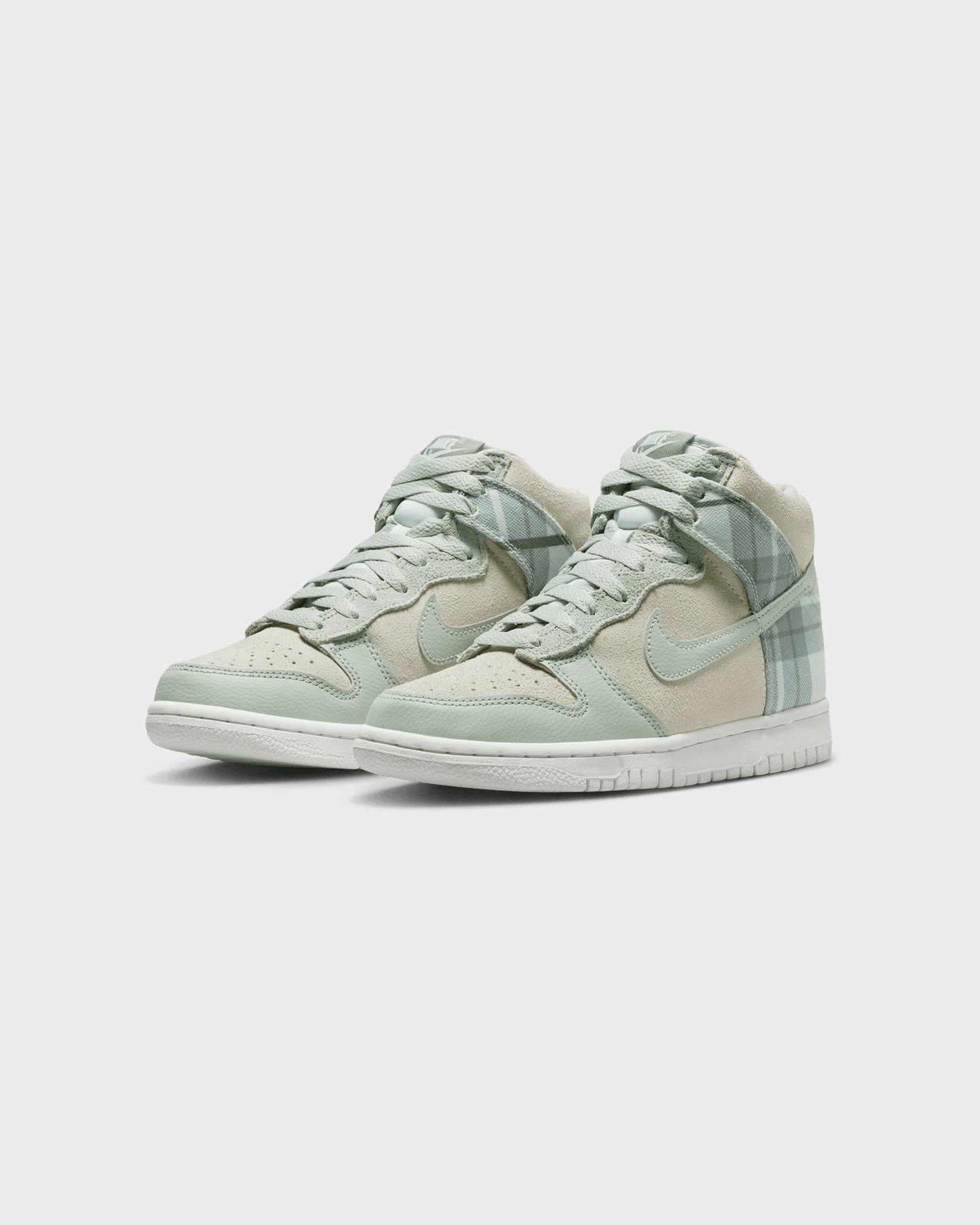 Nike Kids' Dunk High SE (GS) 'Plaid' Summit White/Light Green ratio most breathable