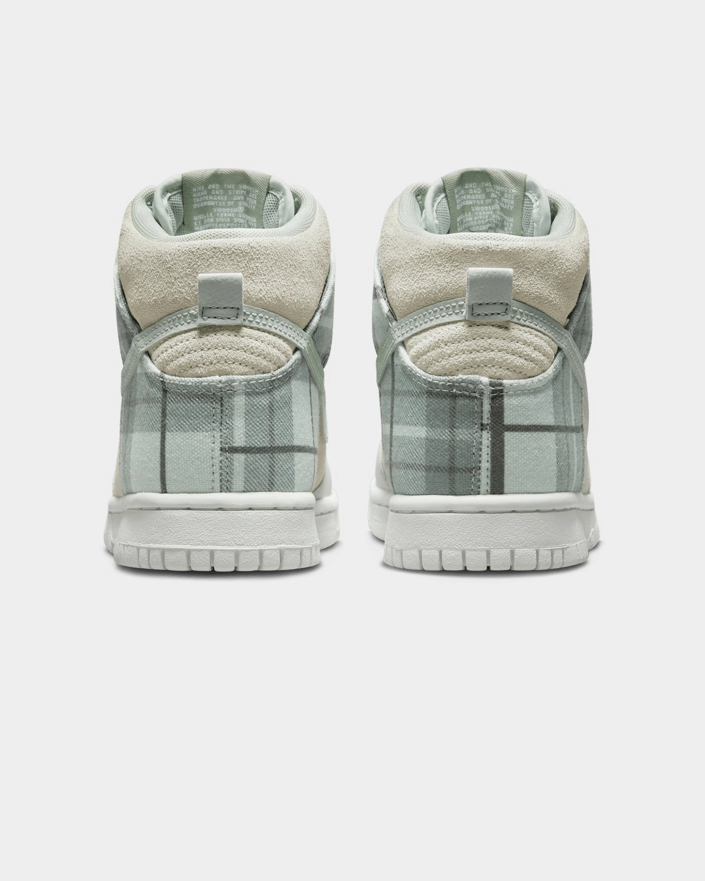 Nike Kids' Dunk High SE (GS) 'Plaid' Summit White/Light Green Contoured Shape All-Day Durability