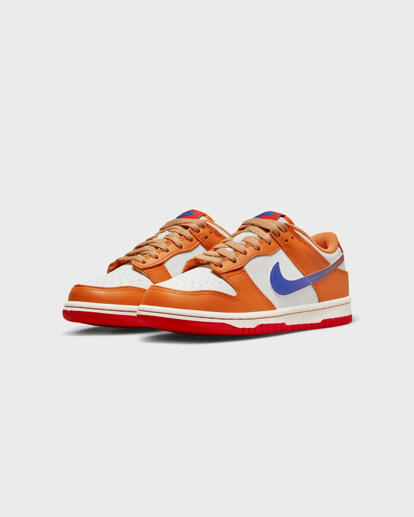 Sleek Silhouette Nike Kids' Dunk Low (GS) "Orange/Blue" Sail/Game Royal/University Red