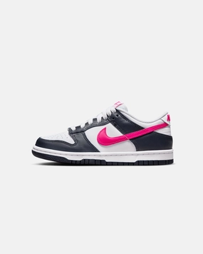 Nike Kids' Dunk Low (GS) Dark Obsidian/Fierce Pink Waffle Traction Outsole